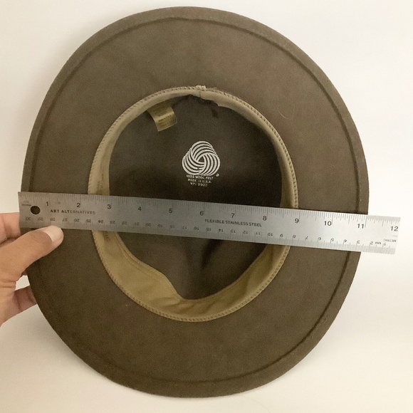 SOLD! VTG Mens Sz Medium Wool Fedora Hat Olive Green Dorfman Pacific Made in USA - Picture 8 of 12